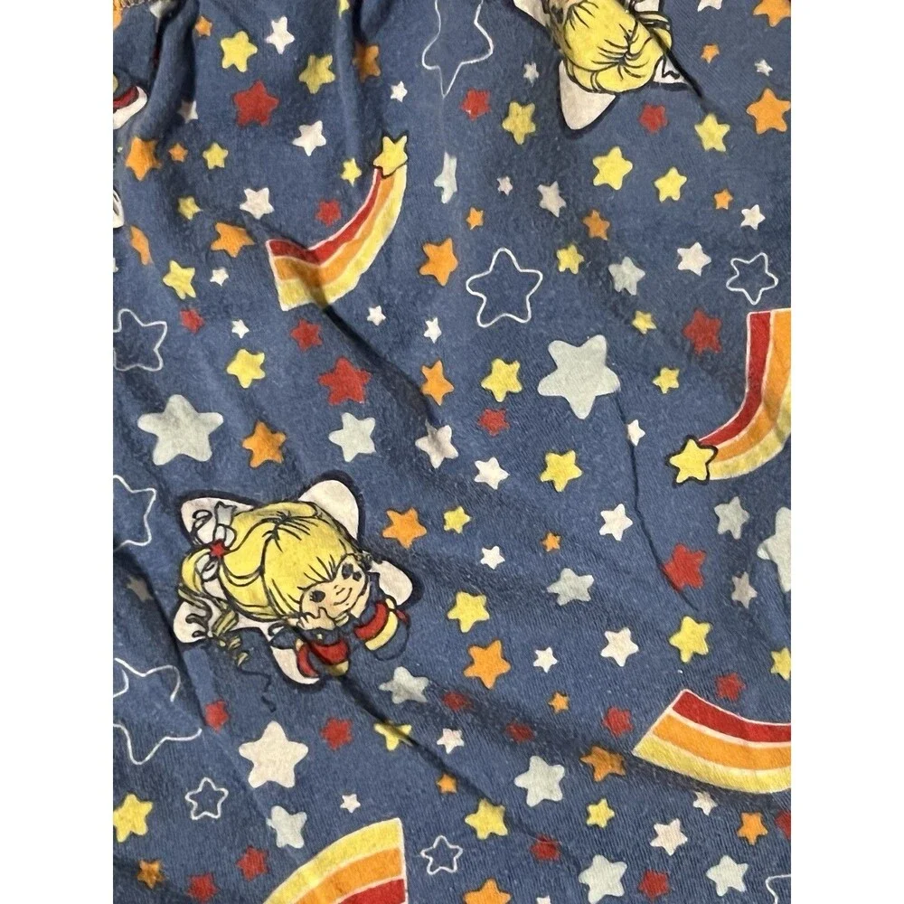 Rainbow Brite Girls Pajama Pants Blue Stars Rainbows 100% Cotton Medium AOP